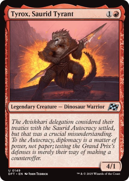 画像1: 【ENG】サウリドの暴君、ティロックス/Tyrox, Saurid Tyrant [MTG_DFT_0149_U] (1)