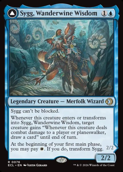 画像1: 【ENG】ワンダーワインの知恵者、シグ/ワンダーブラインの盾、シグ/Sygg, Wanderwine Wisdom/Sygg, Wanderbrine Shield[MTG_ECL_0076_R] (1)