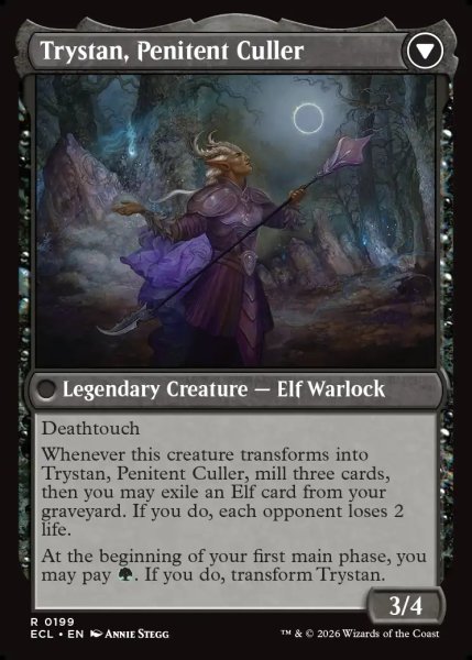 画像2: 【ENG】無感情の栽培者、トリスタン/改悛の淘汰者、トリスタン/Trystan, Callous Cultivator/Trystan, Penitent Culler[MTG_ECL_0199_R] (2)