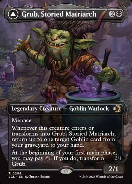 画像1: 【ENG】名高き女族長、グラブ/悪名高き婆、グラブ/Grub, Storied Matriarch/Grub, Notorious Auntie[MTG_ECL_0289_R] (1)