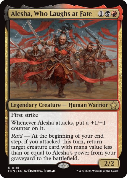 画像1: 【ENG】運命を笑う者、アリーシャ/Alesha, Who Laughs at Fate [MTG_FDN_0115_R] (1)