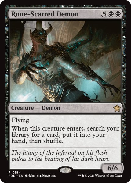 画像1: 【ENG】ルーン傷の悪魔/Rune-Scarred Demon [MTG_FDN_0184_R] (1)
