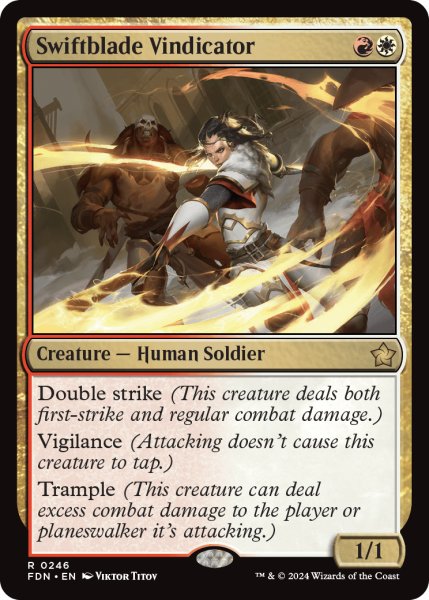 画像1: 【ENG】速太刀の擁護者/Swiftblade Vindicator [MTG_FDN_0246_R] (1)