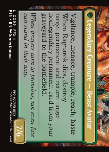 画像2: 【ENG】恐れなきルシ、ファング/神聖なる救済者、ラグナロク/Fang, Fearless l'Cie/Ragnarok, Divine Deliverance(bottom)[MTG_FIN_0099_U] (2)