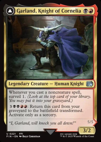 画像1: 【ENG】コーネリアの騎士、ガーランド/時を越えしカオス/Garland, Knight of Cornelia/Chaos, the Endless[MTG_FIN_0221_U] (1)