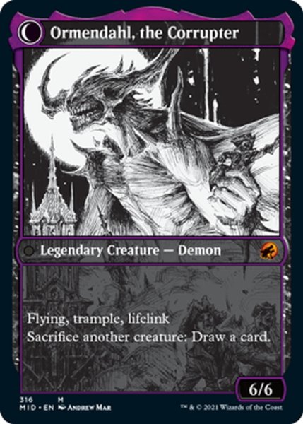 画像2: 【ENG】堕落した司教、ジェレン/堕落者、オーメンダール/Jerren, Corrupted Bishop/Ormendahl, the Corrupter[MTG_MID_316M] (2)