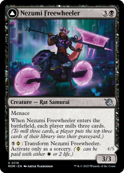 画像1: 【ENG】鼠の風来坊//忌まわしい風癘坊/Nezumi Freewheeler//Hideous Fleshwheeler[MTG_MOM_0119U] (1)