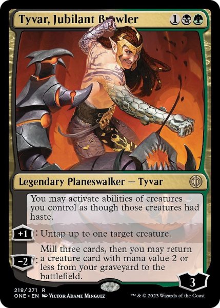画像1: 【ENG】歓喜する喧嘩屋、タイヴァー/Tyvar, Jubilant Brawler[MTG_ONE_218R] (1)