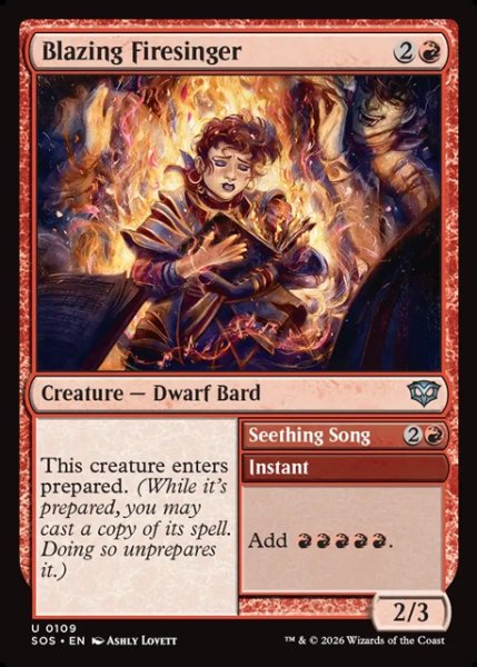 画像1: 【ENG】燃え立つ火歌い/Blazing Firesinger[MTG_SOS_0109_U] (1)