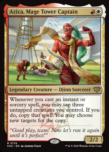 画像1: 【ENG】メイジタワーのキャプテン、アジザ/Aziza, Mage Tower Captain[MTG_SOS_0174_R] (1)