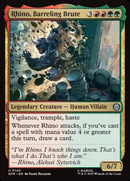 画像1: 【ENG】怒涛の粗暴者、ライノ/Rhino, Barreling Brute[MTG_SPM_0140_U] (1)