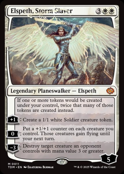 画像1: 【ENG】嵐の討伐者、エルズペス/Elspeth, Storm Slayer [MTG_TDM_0011_M] (1)