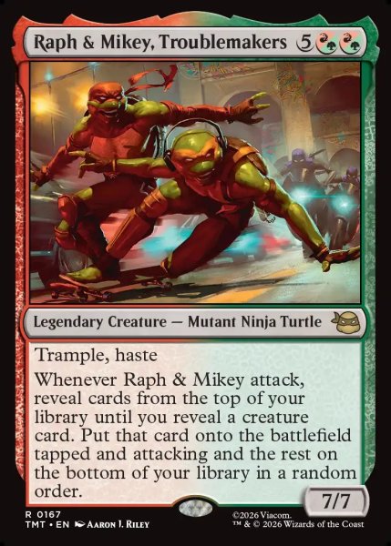 画像1: 【ENG】トラブルメーカー、ラフとマイキー/Raph & Mikey, Troublemakers[MTG_TMT_0167_R] (1)