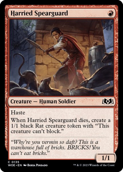 画像1: 【ENG】攻め立てられる槍護衛/Harried Spearguard[MTG_WOE_0135_C] (1)